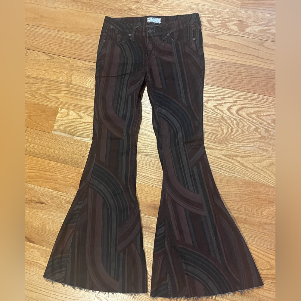 Free People Retro Striped Flared Pants Flare Corduroy Cords Jeans Pants 27